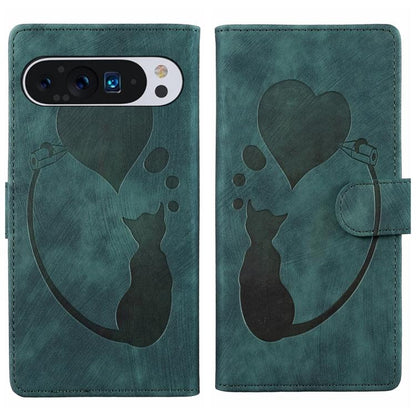 Pen Heart Cat Embossed Leather Phone Case, For Google Pixel 11 Pro XL, For Google Pixel 11 / 11 Pro, For Google Pixel 10a, For Google Pixel 9 Pro XL / 10 Pro XL, For Google Pixel 9 / 10 Pro
