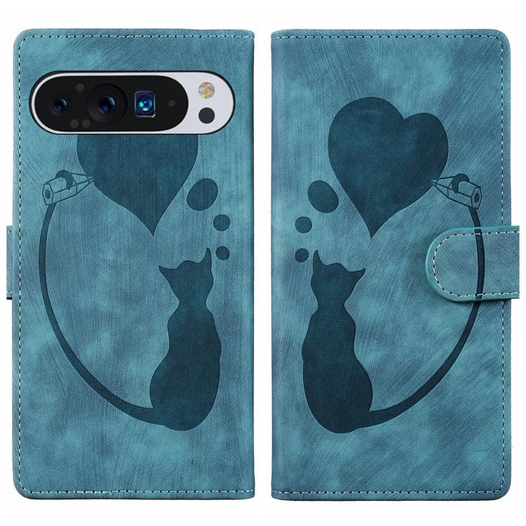 Pen Heart Cat Embossed Leather Phone Case, For Google Pixel 11 Pro XL, For Google Pixel 11 / 11 Pro, For Google Pixel 10a, For Google Pixel 9 Pro XL / 10 Pro XL, For Google Pixel 9 / 10 Pro