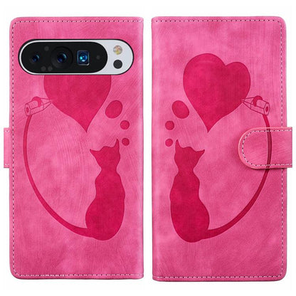 Pen Heart Cat Embossed Leather Phone Case, For Google Pixel 11 Pro XL, For Google Pixel 11 / 11 Pro, For Google Pixel 10a, For Google Pixel 9 Pro XL / 10 Pro XL, For Google Pixel 9 / 10 Pro