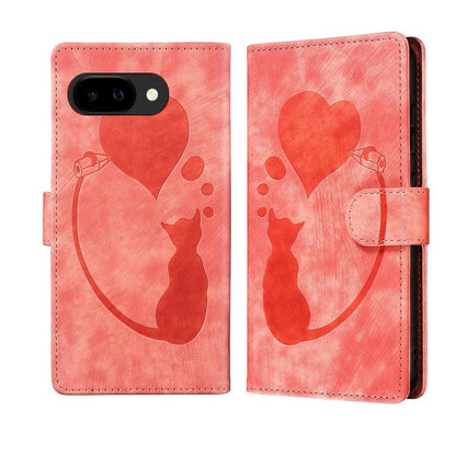Pen Heart Cat Embossed Leather Phone Case, For Google Pixel 11 Pro XL, For Google Pixel 11 / 11 Pro, For Google Pixel 10a, For Google Pixel 9 Pro XL / 10 Pro XL, For Google Pixel 9 / 10 Pro