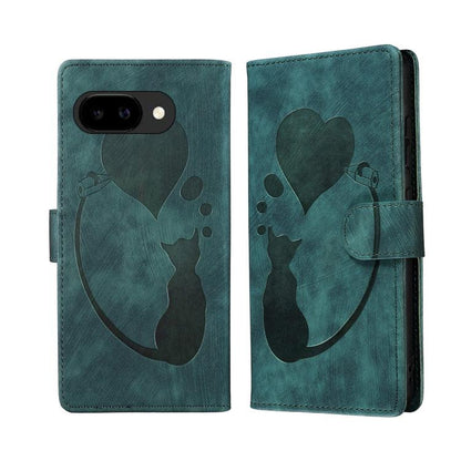 Pen Heart Cat Embossed Leather Phone Case, For Google Pixel 11 Pro XL, For Google Pixel 11 / 11 Pro, For Google Pixel 10a, For Google Pixel 9 Pro XL / 10 Pro XL, For Google Pixel 9 / 10 Pro