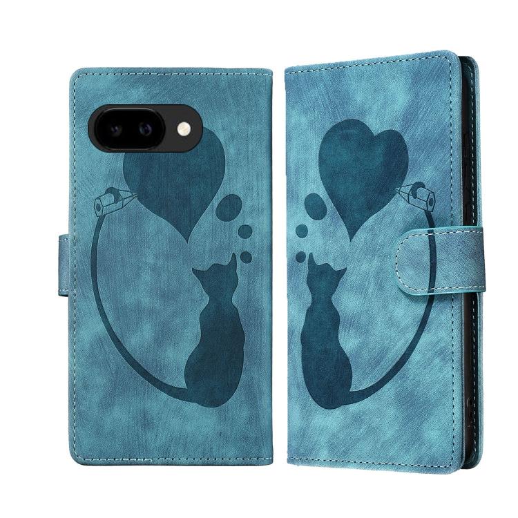 Pen Heart Cat Embossed Leather Phone Case, For Google Pixel 11 Pro XL, For Google Pixel 11 / 11 Pro, For Google Pixel 10a, For Google Pixel 9 Pro XL / 10 Pro XL, For Google Pixel 9 / 10 Pro
