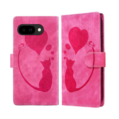 Pen Heart Cat Embossed Leather Phone Case, For Google Pixel 11 Pro XL, For Google Pixel 11 / 11 Pro, For Google Pixel 10a, For Google Pixel 9 Pro XL / 10 Pro XL, For Google Pixel 9 / 10 Pro