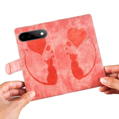 Pen Heart Cat Embossed Leather Phone Case, For Google Pixel 11 Pro XL, For Google Pixel 11 / 11 Pro, For Google Pixel 10a, For Google Pixel 9 Pro XL / 10 Pro XL, For Google Pixel 9 / 10 Pro