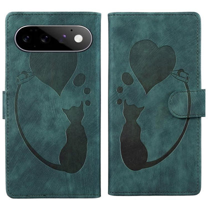 Pen Heart Cat Embossed Leather Phone Case, For Google Pixel 11 Pro XL, For Google Pixel 11 / 11 Pro, For Google Pixel 10a, For Google Pixel 9 Pro XL / 10 Pro XL, For Google Pixel 9 / 10 Pro