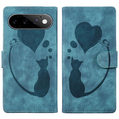 Pen Heart Cat Embossed Leather Phone Case, For Google Pixel 11 Pro XL, For Google Pixel 11 / 11 Pro, For Google Pixel 10a, For Google Pixel 9 Pro XL / 10 Pro XL, For Google Pixel 9 / 10 Pro