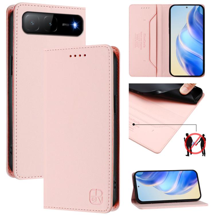 RC01 Dual-Folded Magnetic Suction RFID Leather Phone Case, For Tecno Spark Go 5G 2025 / Hot 60i 5G