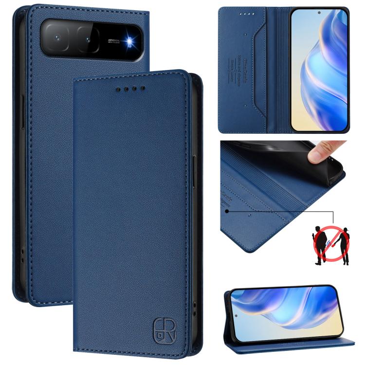 RC01 Dual-Folded Magnetic Suction RFID Leather Phone Case, For Tecno Spark Go 5G 2025 / Hot 60i 5G