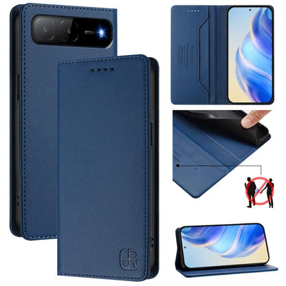 RC01 Dual-Folded Magnetic Suction RFID Leather Phone Case, For Tecno Spark Go 5G 2025 / Hot 60i 5G