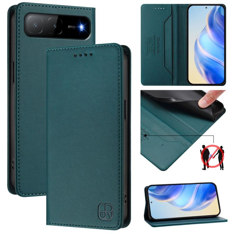 RC01 Dual-Folded Magnetic Suction RFID Leather Phone Case, For Tecno Spark Go 5G 2025 / Hot 60i 5G