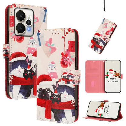 Christmas Series Buckle Leather Phone Case with Hand Strap, For Realme C71 4G India / Note 70 4G, For Realme C85 5G / 15x 5G India, For Realme P4 Pro 5G, For Realme P4 5G, For Realme 15T 5G Global, For Realme 15 / 15 Pro 5G Global                      ...