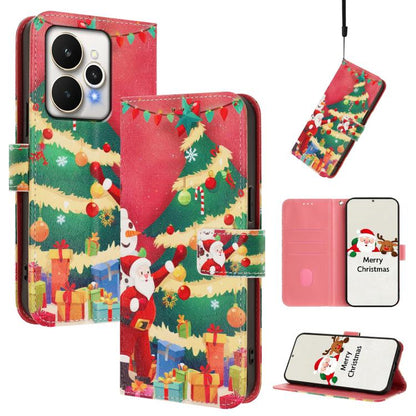 Christmas Series Buckle Leather Phone Case with Hand Strap, For Realme C71 4G India / Note 70 4G, For Realme C85 5G / 15x 5G India, For Realme P4 Pro 5G, For Realme P4 5G, For Realme 15T 5G Global, For Realme 15 / 15 Pro 5G Global                      ...