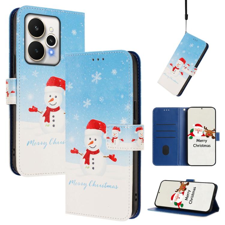 Christmas Series Buckle Leather Phone Case with Hand Strap, For Realme C71 4G India / Note 70 4G, For Realme C85 5G / 15x 5G India, For Realme P4 Pro 5G, For Realme P4 5G, For Realme 15T 5G Global, For Realme 15 / 15 Pro 5G Global                      ...