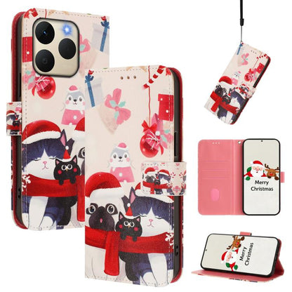 Christmas Series Buckle Leather Phone Case with Hand Strap, For Realme C71 4G India / Note 70 4G, For Realme C85 5G / 15x 5G India, For Realme P4 Pro 5G, For Realme P4 5G, For Realme 15T 5G Global, For Realme 15 / 15 Pro 5G Global                      ...