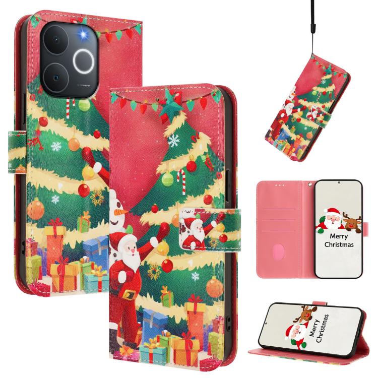 Christmas Series Buckle Leather Phone Case with Hand Strap, For Realme C71 4G India / Note 70 4G, For Realme C85 5G / 15x 5G India, For Realme P4 Pro 5G, For Realme P4 5G, For Realme 15T 5G Global, For Realme 15 / 15 Pro 5G Global                      ...