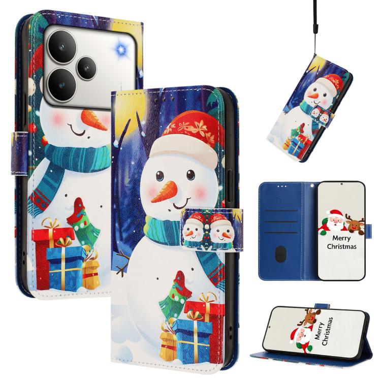 Christmas Series Buckle Leather Phone Case with Hand Strap, For Realme C71 4G India / Note 70 4G, For Realme C85 5G / 15x 5G India, For Realme P4 Pro 5G, For Realme P4 5G, For Realme 15T 5G Global, For Realme 15 / 15 Pro 5G Global                      ...