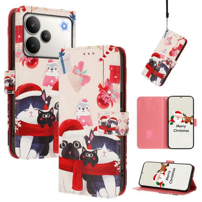 Christmas Series Buckle Leather Phone Case with Hand Strap, For Realme C71 4G India / Note 70 4G, For Realme C85 5G / 15x 5G India, For Realme P4 Pro 5G, For Realme P4 5G, For Realme 15T 5G Global, For Realme 15 / 15 Pro 5G Global                      ...