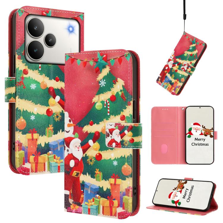Christmas Series Buckle Leather Phone Case with Hand Strap, For Realme C71 4G India / Note 70 4G, For Realme C85 5G / 15x 5G India, For Realme P4 Pro 5G, For Realme P4 5G, For Realme 15T 5G Global, For Realme 15 / 15 Pro 5G Global                      ...