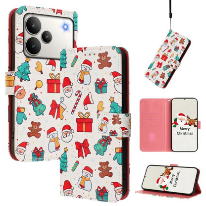 Christmas Series Buckle Leather Phone Case with Hand Strap, For Realme C71 4G India / Note 70 4G, For Realme C85 5G / 15x 5G India, For Realme P4 Pro 5G, For Realme P4 5G, For Realme 15T 5G Global, For Realme 15 / 15 Pro 5G Global                      ...