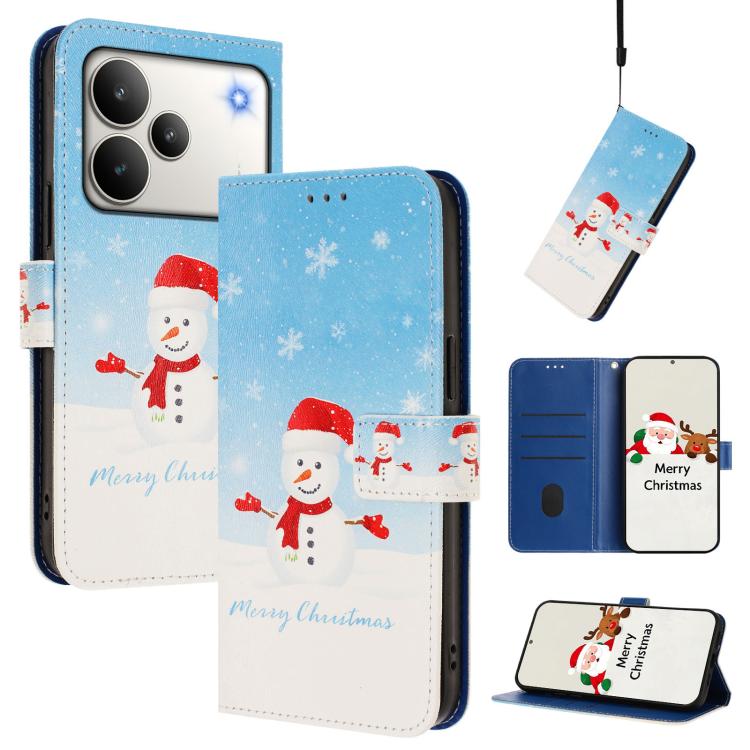 Christmas Series Buckle Leather Phone Case with Hand Strap, For Realme C71 4G India / Note 70 4G, For Realme C85 5G / 15x 5G India, For Realme P4 Pro 5G, For Realme P4 5G, For Realme 15T 5G Global, For Realme 15 / 15 Pro 5G Global                      ...