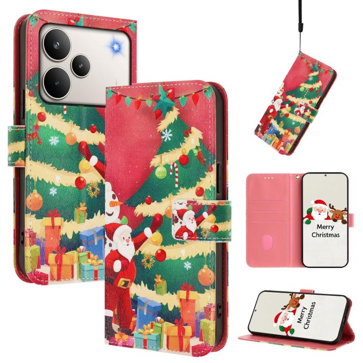 Christmas Series Buckle Leather Phone Case with Hand Strap, For Realme C71 4G India / Note 70 4G, For Realme C85 5G / 15x 5G India, For Realme P4 Pro 5G, For Realme P4 5G, For Realme 15T 5G Global, For Realme 15 / 15 Pro 5G Global                      ...
