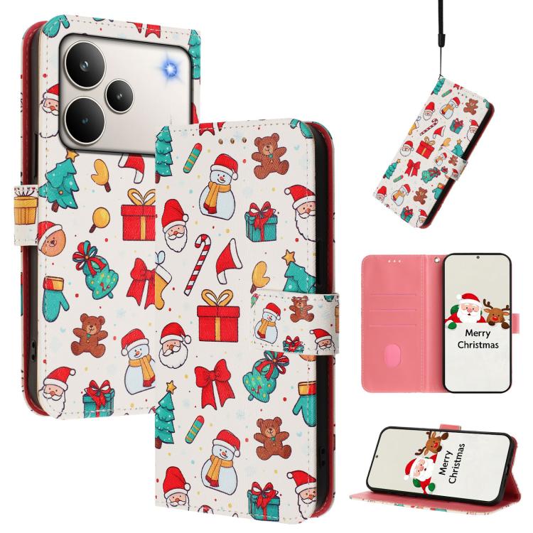 Christmas Series Buckle Leather Phone Case with Hand Strap, For Realme C71 4G India / Note 70 4G, For Realme C85 5G / 15x 5G India, For Realme P4 Pro 5G, For Realme P4 5G, For Realme 15T 5G Global, For Realme 15 / 15 Pro 5G Global                      ...