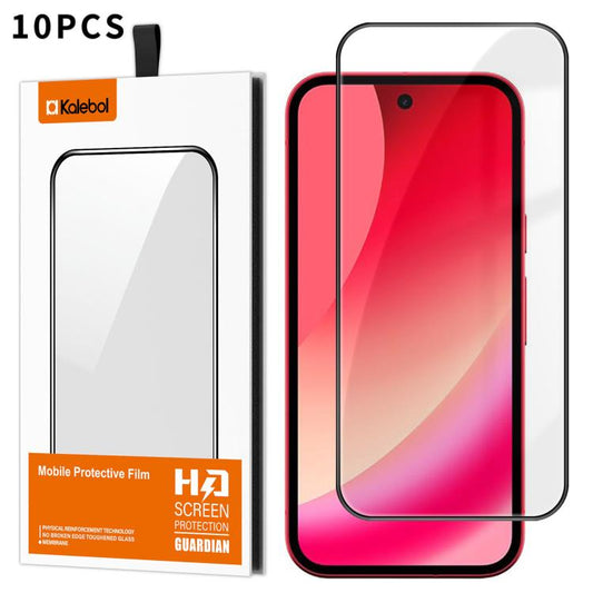 10pcs Kalebol High-Aluminum Screen-Printed Full-Coverage Anti-Fingerprint Black-Bordered HD Tempered Glass Film, For Google Pixel 11a, For Google Pixel 11 Pro XL, For Google Pixel 11, For Google Pixel 11 Pro, For Google Pixel 10a                       ...