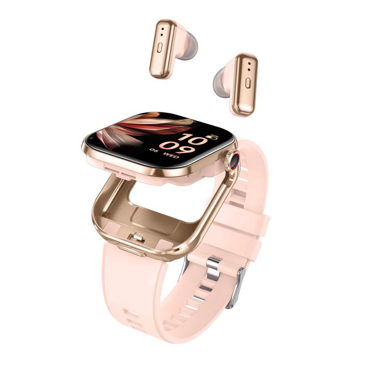 T99 2.02 inch Square Screen 2 in 1 Bluetooth Earphone IP67 Waterproof Smart Watch, Supports Blood Oxygen Monitoring