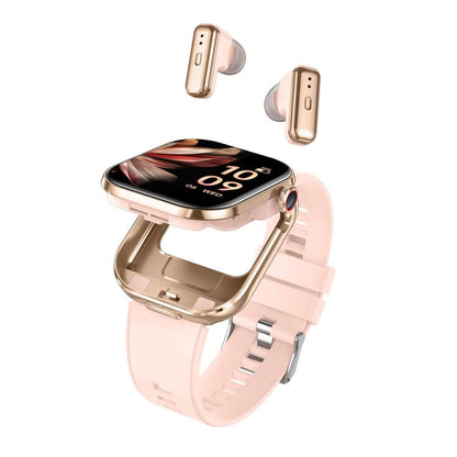 T99 2.02 inch Square Screen 2 in 1 Bluetooth Earphone IP67 Waterproof Smart Watch, Supports Blood Oxygen Monitoring