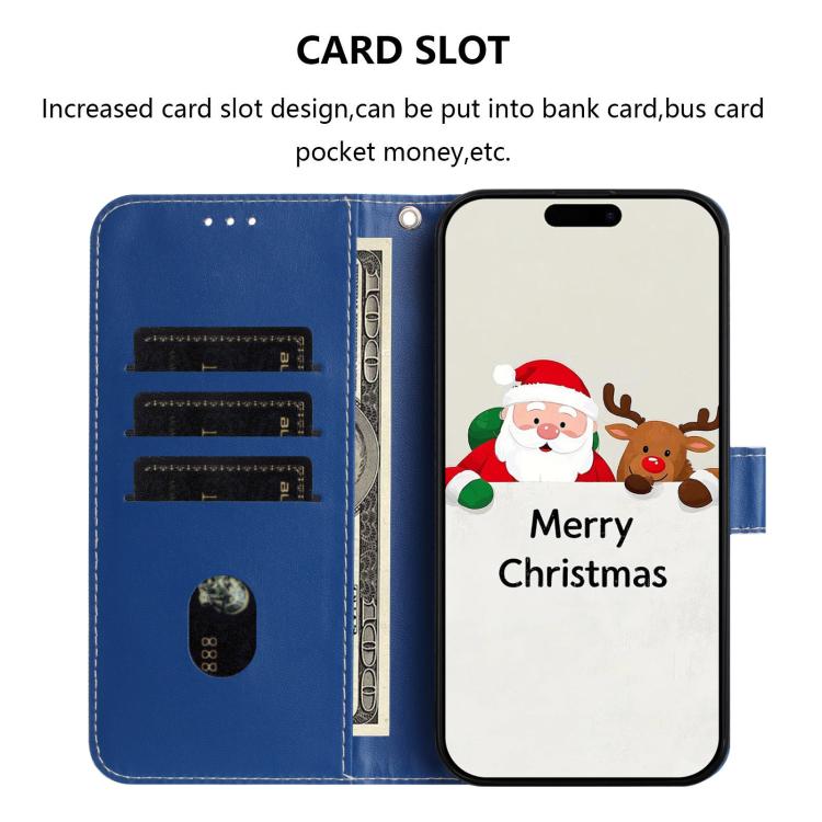 Christmas Series Buckle Leather Phone Case with Hand Strap, For Tenco Spark Slim 5G