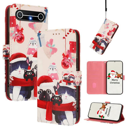 Christmas Series Buckle Leather Phone Case with Hand Strap, For Tenco Spark Slim 5G