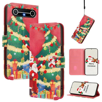 Christmas Series Buckle Leather Phone Case with Hand Strap, For Tenco Spark Slim 5G