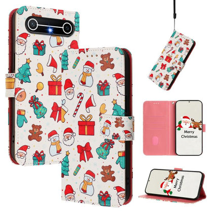 Christmas Series Buckle Leather Phone Case with Hand Strap, For Tenco Spark Slim 5G
