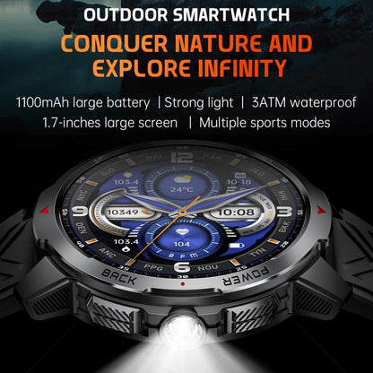 KT88 1.7 inch TFT Screen Outdoor Sports Smart Watch 3ATM Waterproof with Flashlight