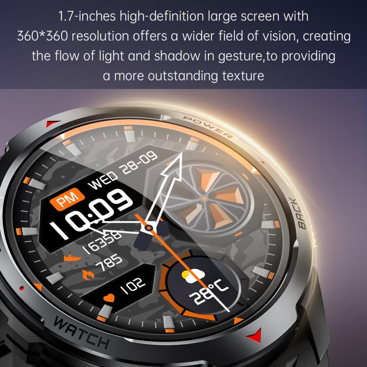 KT88 1.7 inch TFT Screen Outdoor Sports Smart Watch 3ATM Waterproof with Flashlight