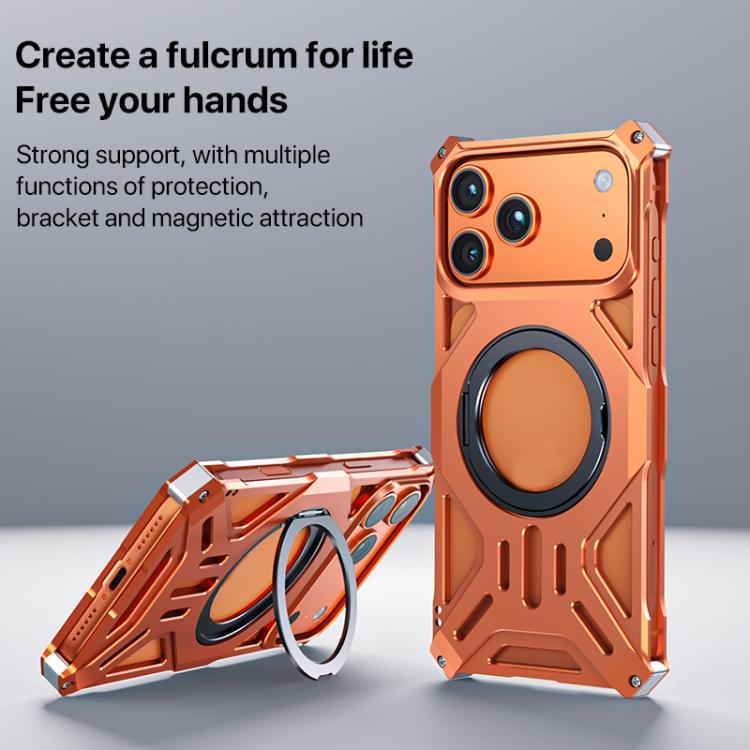 Aluminum Alloy Borderless MagSafe Rotating Holder Phone Case, For iPhone 17 Pro Max, For iPhone 17 Pro