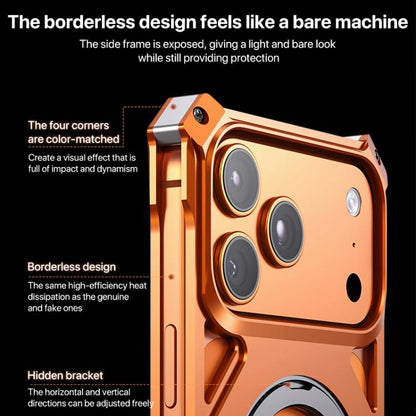 Aluminum Alloy Borderless MagSafe Rotating Holder Phone Case, For iPhone 17 Pro Max, For iPhone 17 Pro