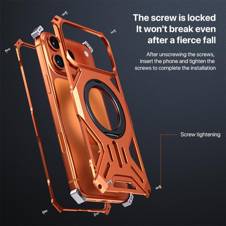 Aluminum Alloy Borderless MagSafe Rotating Holder Phone Case, For iPhone 17 Pro Max, For iPhone 17 Pro