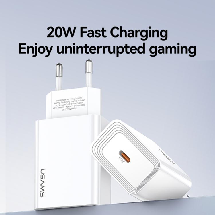 USAMS CC325 T69 PD 20W USB-C / Type-C Single Port Fast Charger, CC325