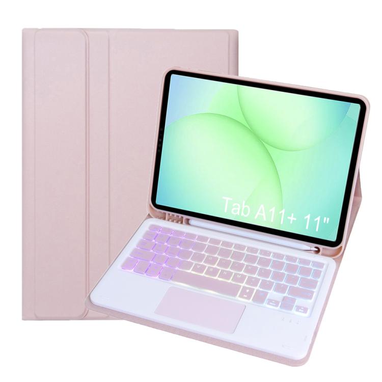 Candy Color Touch Backlight Bluetooth Keyboard Leather Tablet Case with Pen Holder