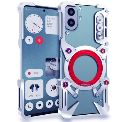 Rotating Bracket Hollow Metal Phone Case with Lanyard, For Nothing Phone 4a Pro, For Nothing Phone 4a, For Nothing Phone 3a Lite, For Nothing Phone 3, For Nothing CMF Phone 2 Pro, For Nothing Phone 3a, For Nothing Phone 3a Pro, For Nothing Phone 2a Plu...