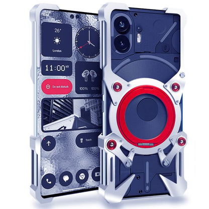Rotating Bracket Hollow Metal Phone Case with Lanyard, For Nothing Phone 4a Pro, For Nothing Phone 4a, For Nothing Phone 3a Lite, For Nothing Phone 3, For Nothing CMF Phone 2 Pro, For Nothing Phone 3a, For Nothing Phone 3a Pro, For Nothing Phone 2a Plu...