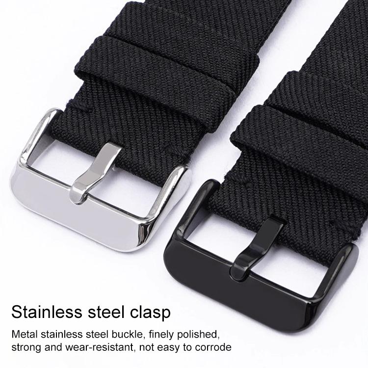 Stainless Steel Pin Buckle Nylon Woven Canvas Watch Band, 12mm, 14mm, 16mm, 18mm