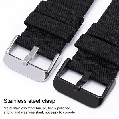 Stainless Steel Pin Buckle Nylon Woven Canvas Watch Band, 12mm, 14mm, 16mm, 18mm