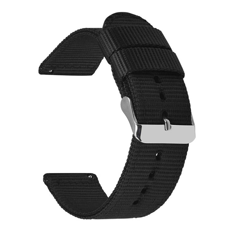 Stainless Steel Pin Buckle Solid Color Nylon Canvas Watch Band, 18mm, 20mm, 22mm, 24mm