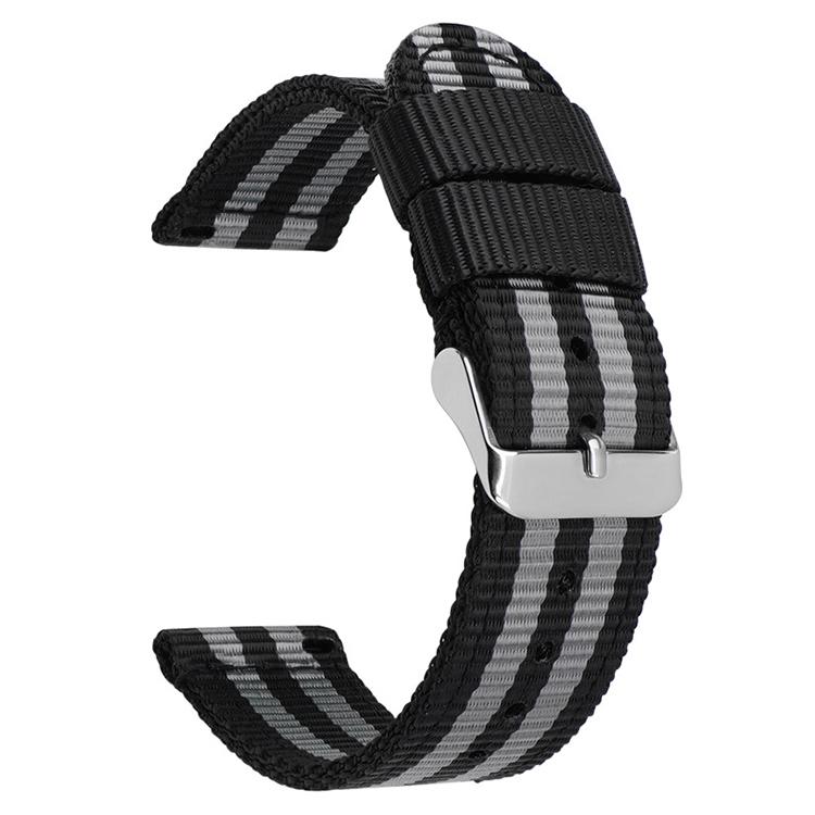 Stainless Steel Pin Buckle Solid Color Nylon Canvas Watch Band, 18mm, 20mm, 22mm, 24mm