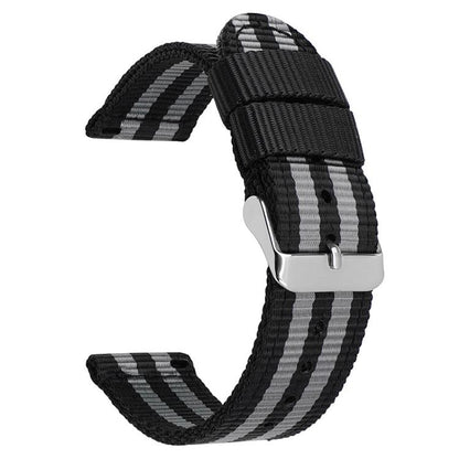 Stainless Steel Pin Buckle Solid Color Nylon Canvas Watch Band, 18mm, 20mm, 22mm, 24mm