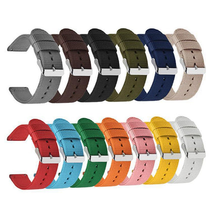 Stainless Steel Pin Buckle Solid Color Nylon Canvas Watch Band, 18mm, 20mm, 22mm, 24mm