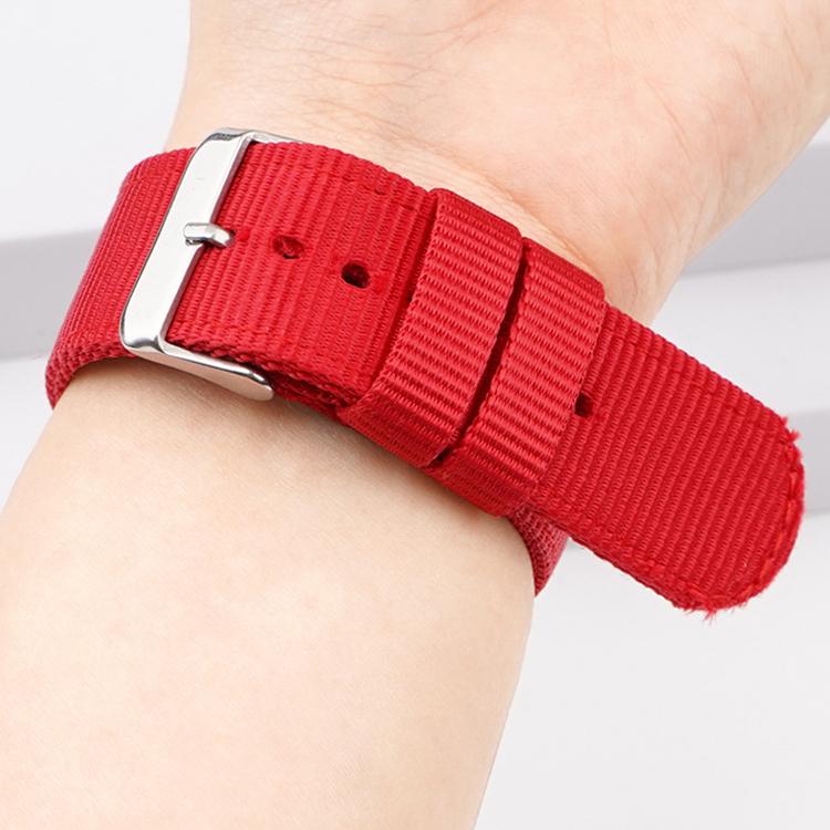 Stainless Steel Pin Buckle Solid Color Nylon Canvas Watch Band, 18mm, 20mm, 22mm, 24mm