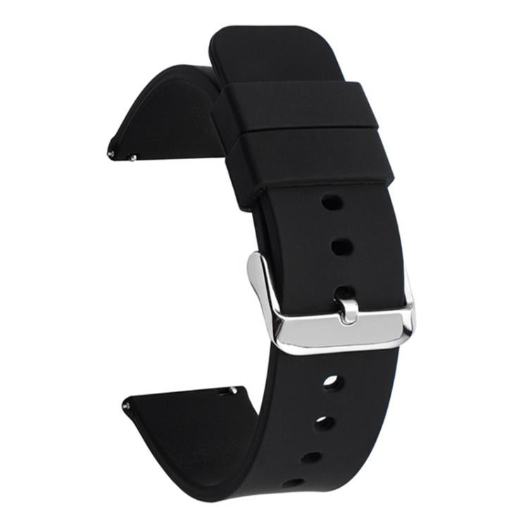 Stainless Steel Silver Pin Buckle Solid Color Silicone Waterproof Watch Band, 10mm, 12mm, 14mm, 15mm, 16mm, 18mm, 19mm